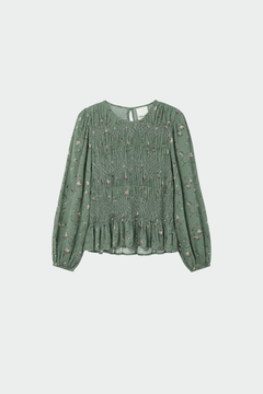Indi & Cold Printed Smocked Blouse