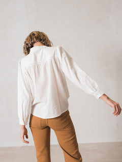 Indi & Cold Embroidered Arm Henley Style Blouse