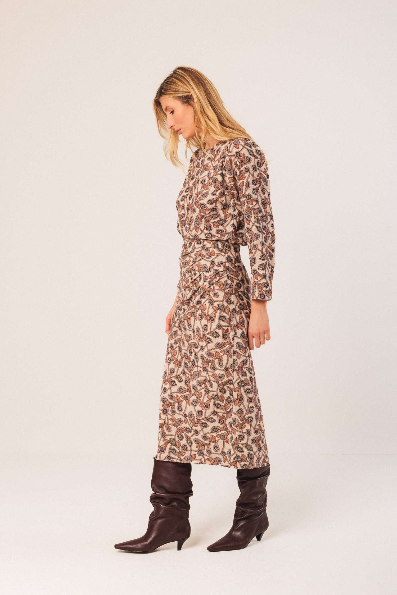 Indi & Cold Printed Round Neck Blouse