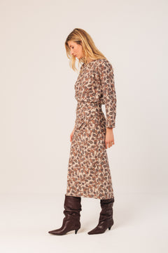 Indi & Cold Printed Round Neck Blouse