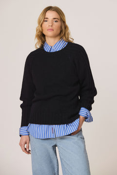 Indi & Cold Textured Crewneck Knit Sweater
