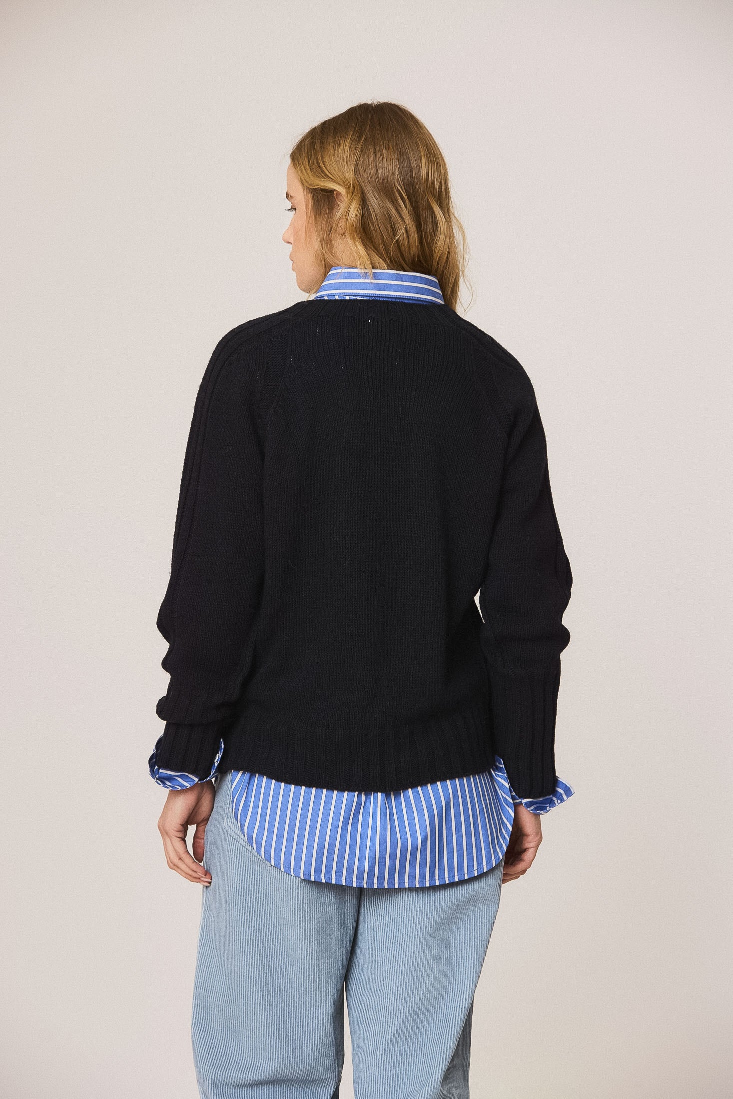 Indi & Cold Textured Crewneck Knit Sweater