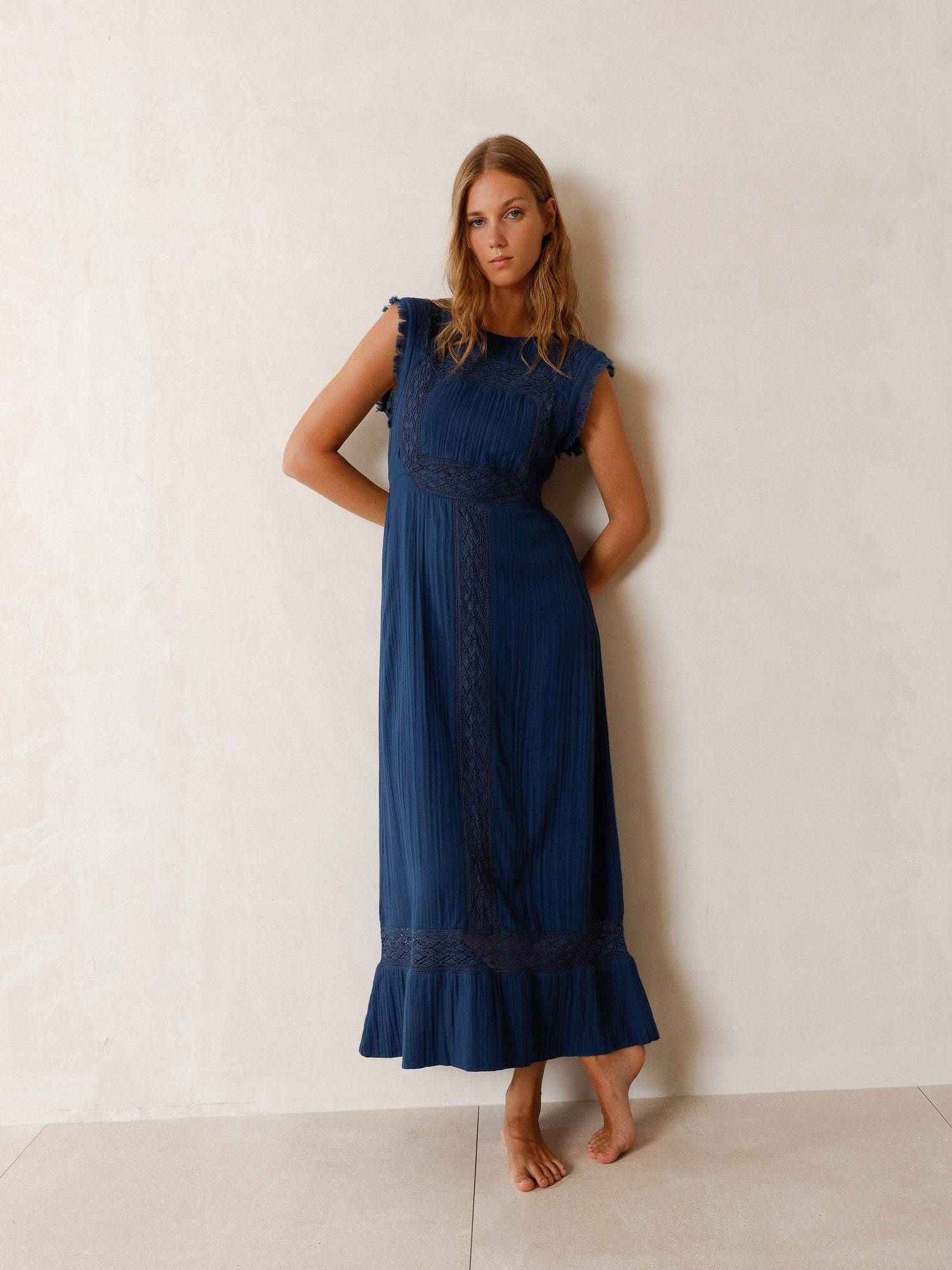 Indi & Cold Cotton Gauze Dress With Embroidery