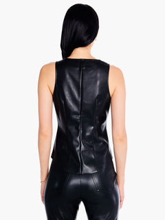 Nic + Zoe Faux Leather Twist Front Tank