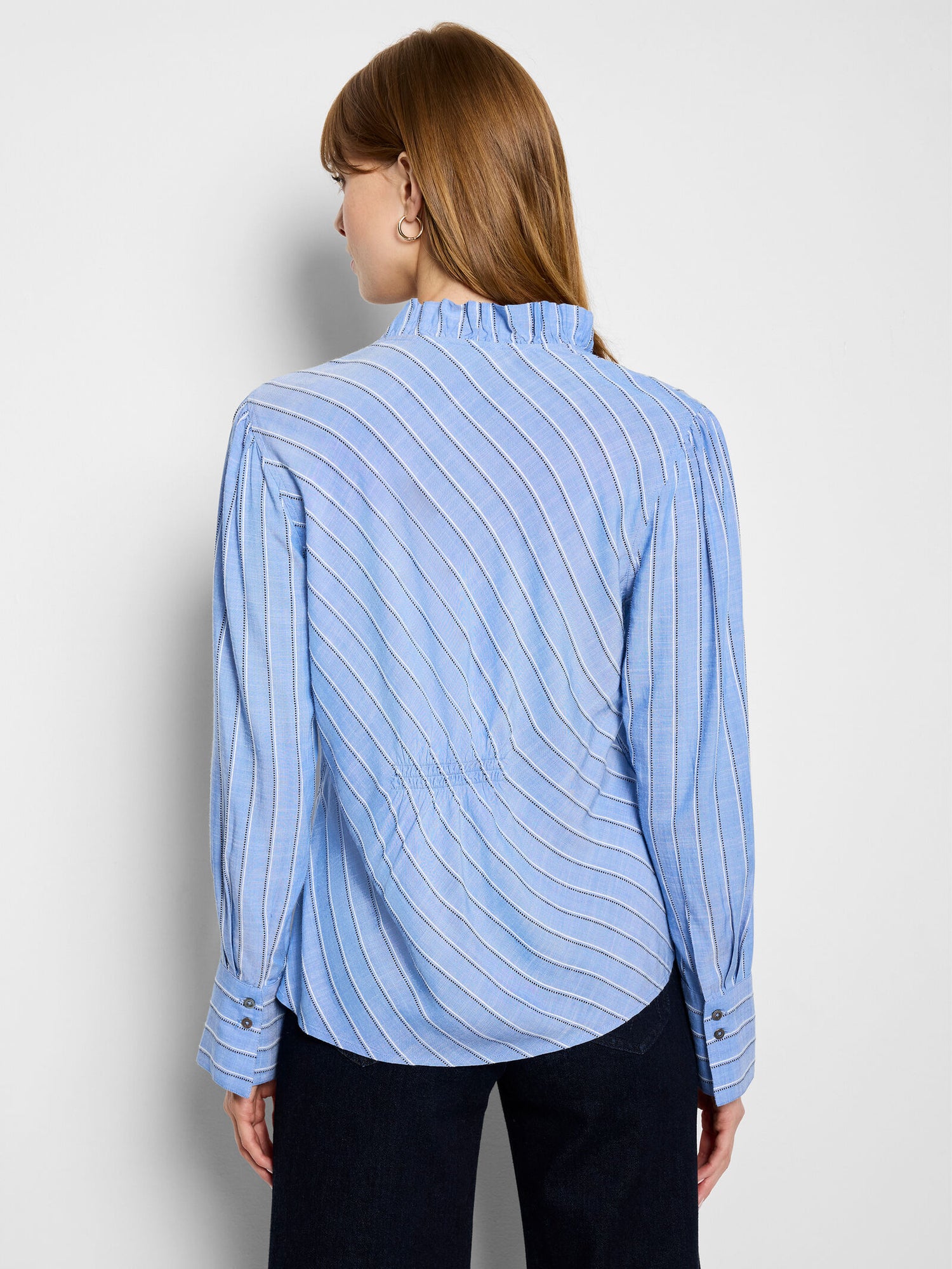 Nic + Zoe Striped Ruffled Around Top