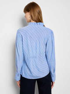 Nic + Zoe Striped Ruffled Around Top