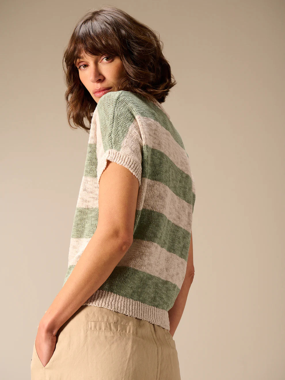 Nile Striped Cap Sleeve Sweater
