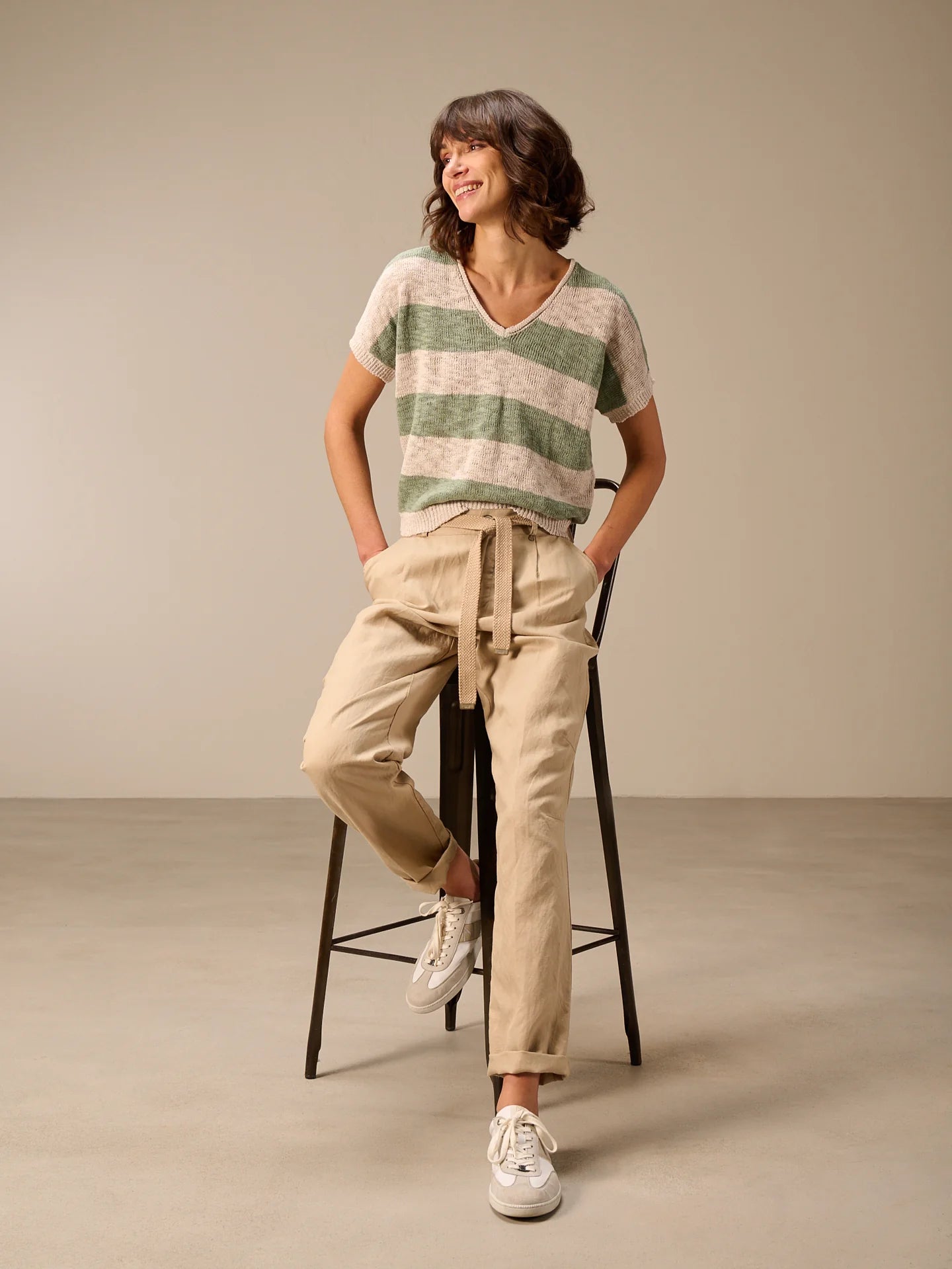 Nile Striped Cap Sleeve Sweater