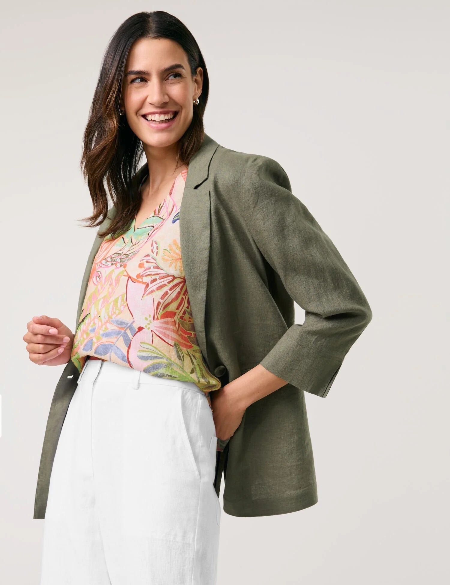 Gerry Weber Printed Linen Sleeveless Blouse