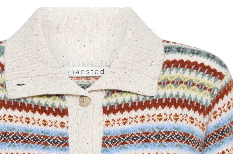 Mansted Faulkner Wool Intarsia Polo Cardigan