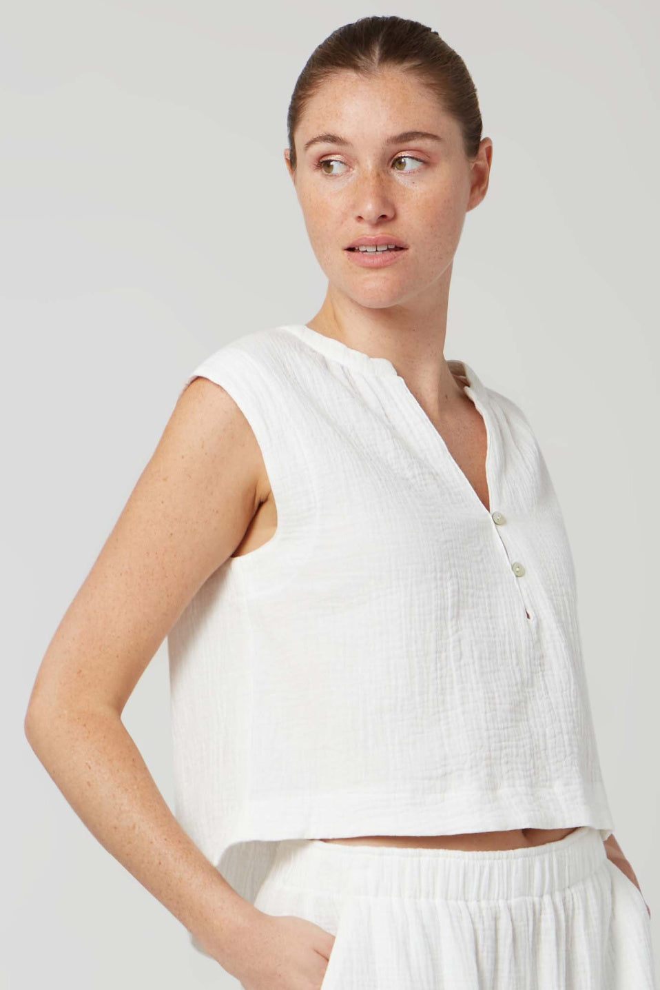 Fig Kavos Double Gauze Cotton Top