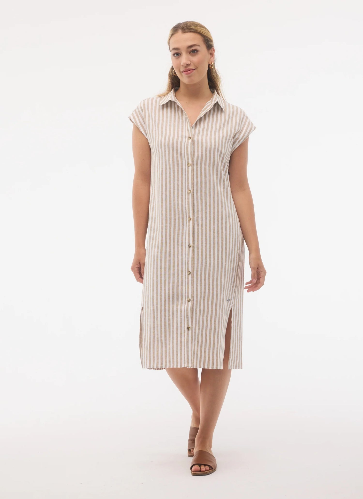 🇨🇦 Fig Kelly Linen Blend Shirt Dress