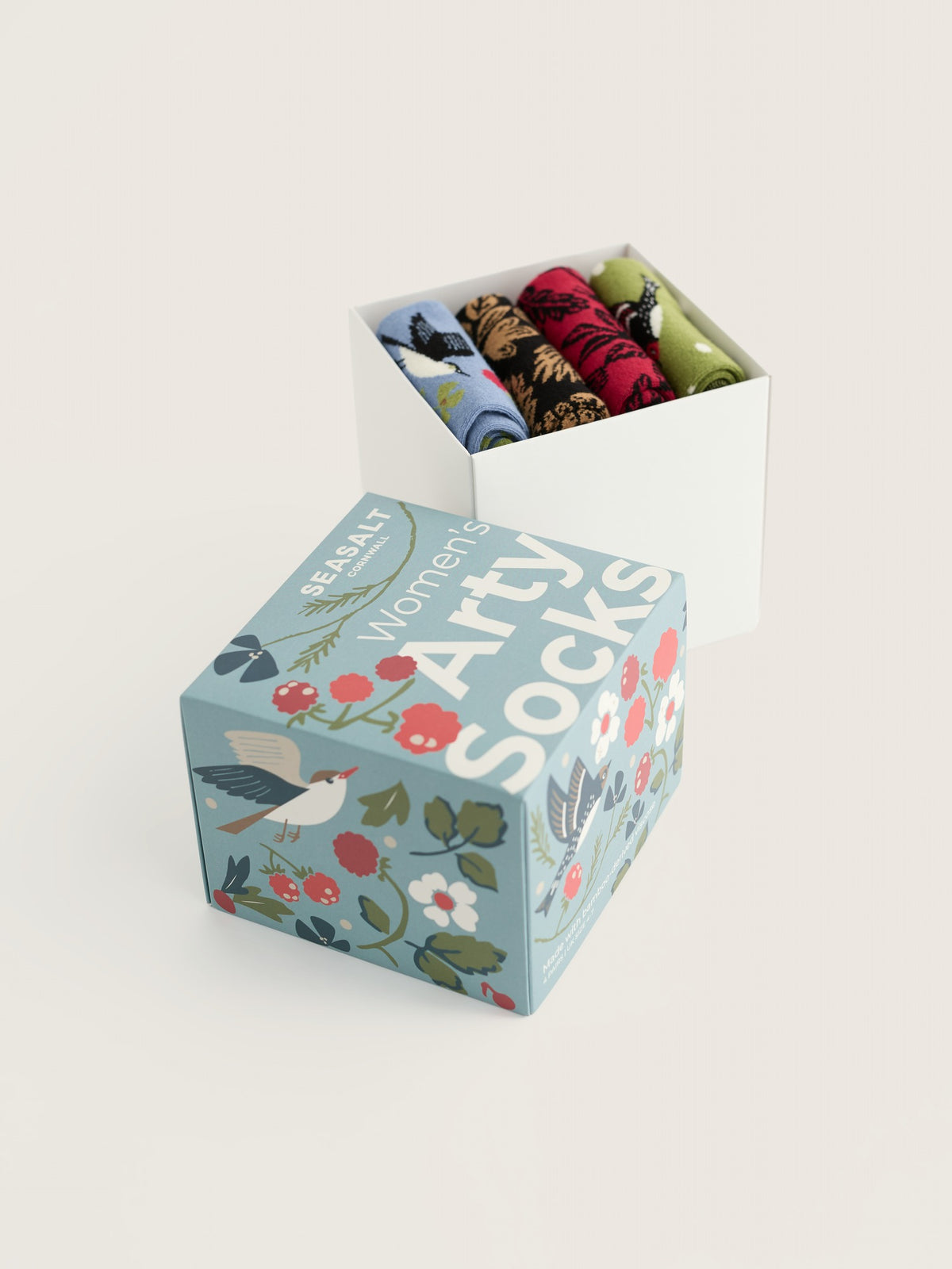 Seasalt Gift Box of 4 Women's Arty Socks Birds