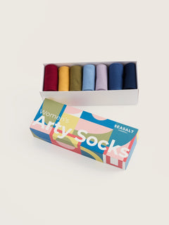 Seasalt Gift Box of 7 Women's Arty Socks Plain