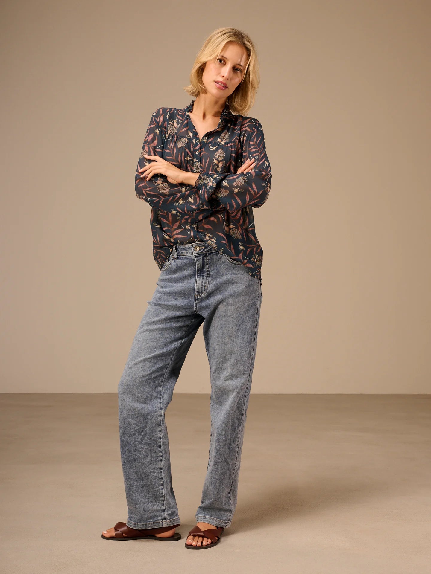 Nile Ruffle Neck Chiffon Blouse