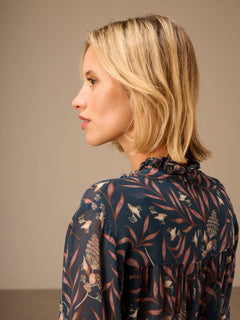 Nile Ruffle Neck Chiffon Blouse