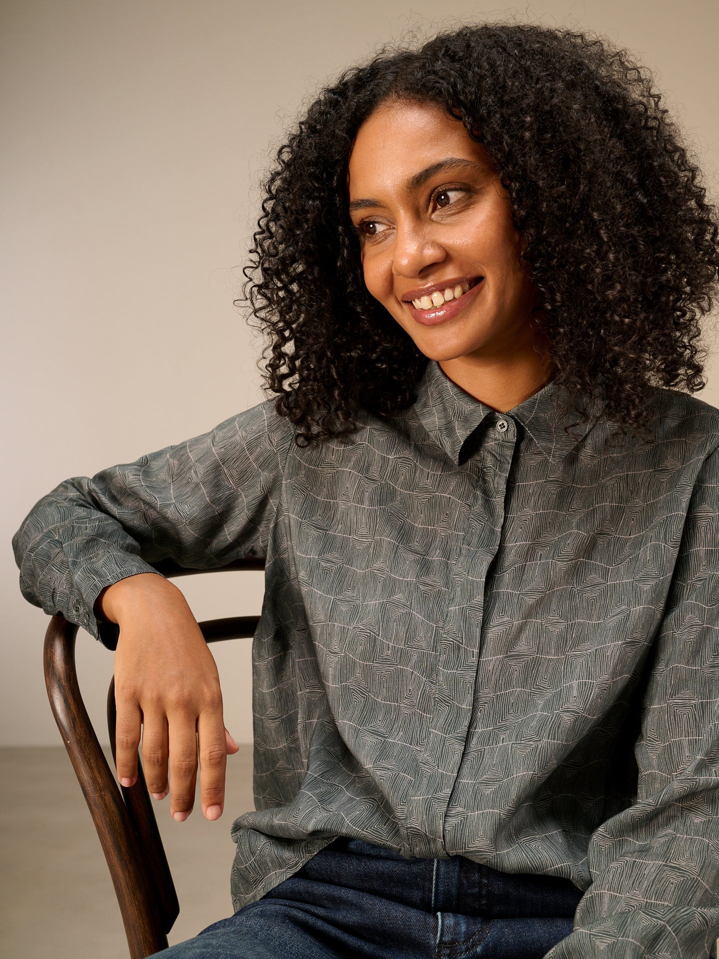 Nile Tencel Print Collared Blouse