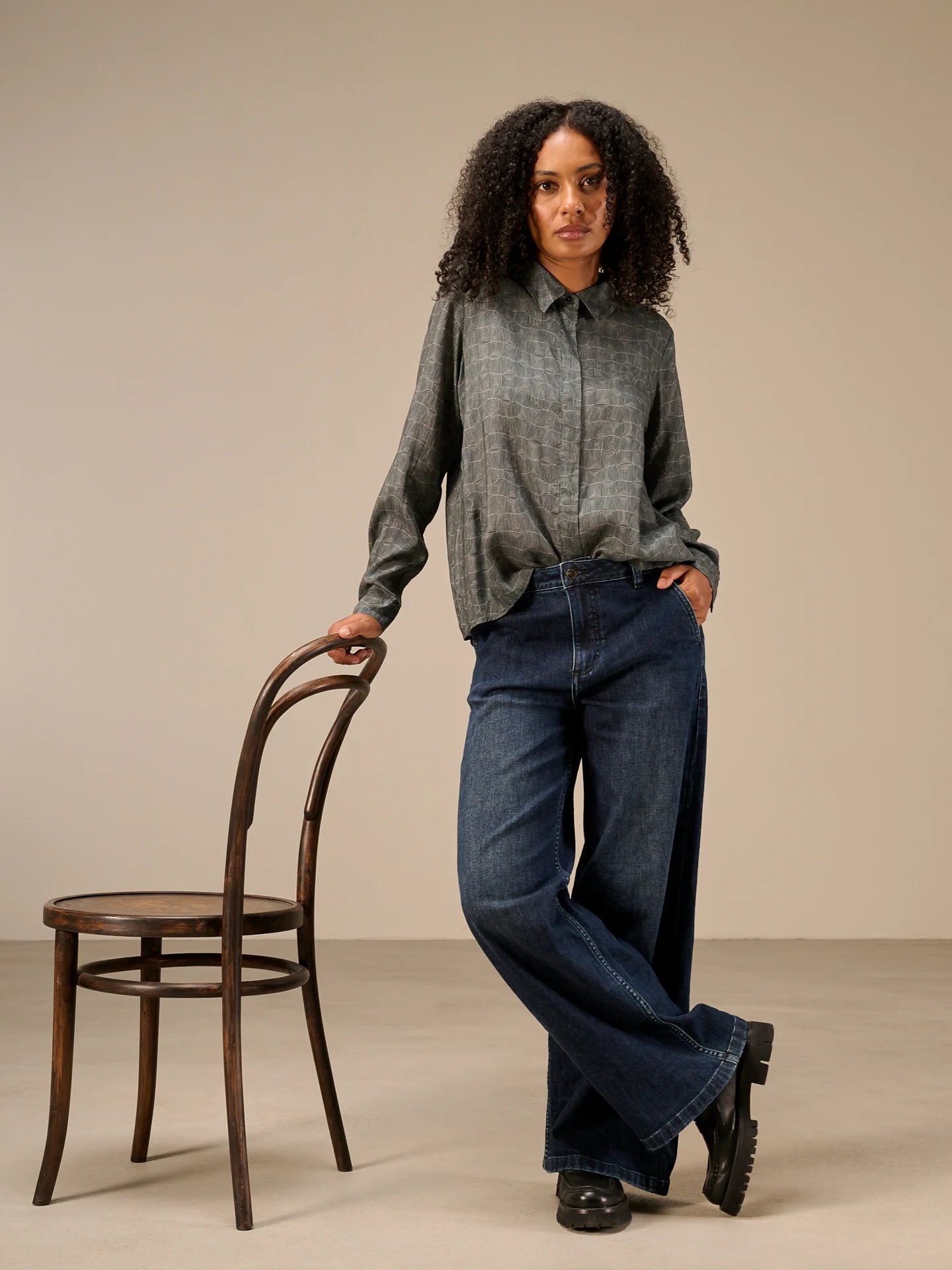 Nile Tencel Print Collared Blouse