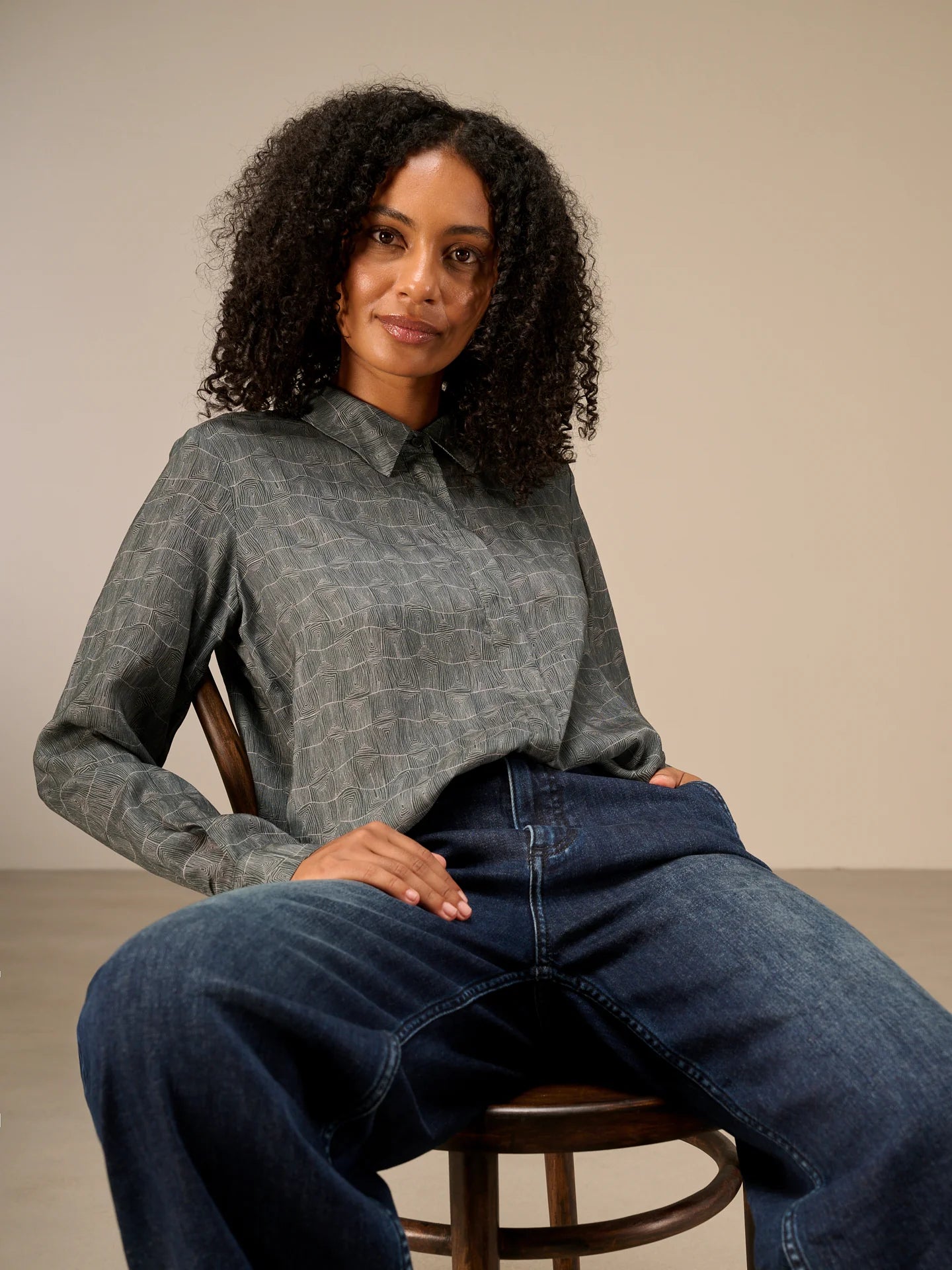 Nile Tencel Print Collared Blouse