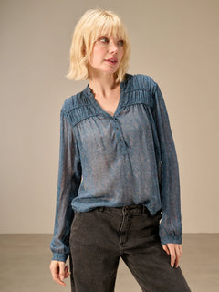 Nile Chiffon Print V-Neck Blouse