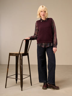 Nile Chiffon Print Plaid Blouse