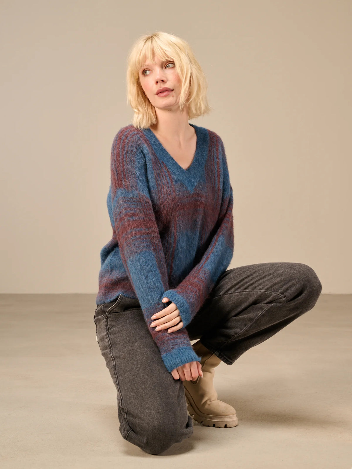 Nile Plaid V-Neck Sweater