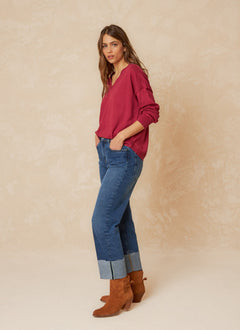 Indi & Cold Sophie Cotton V-Neck Sweater