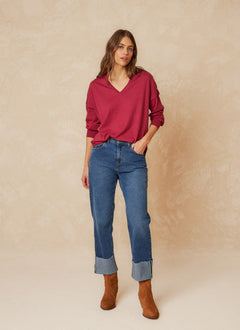 Indi & Cold Sophie Cotton V-Neck Sweater