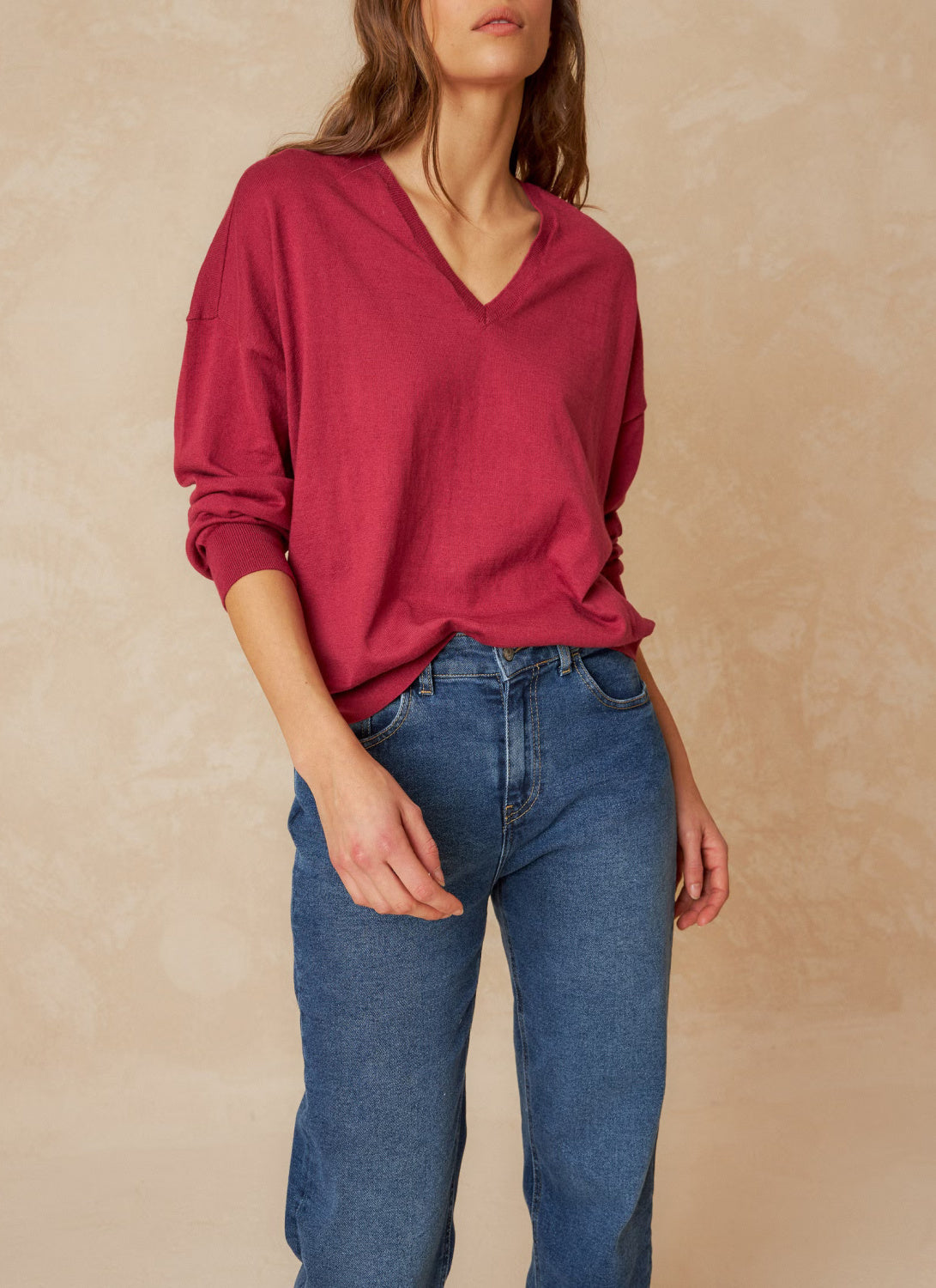 Indi & Cold Sophie Cotton V-Neck Sweater