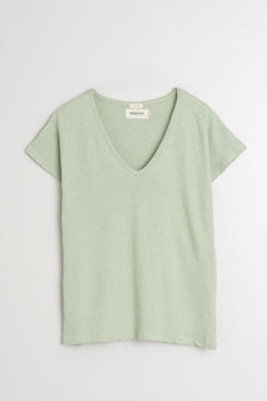 Indi & Cold V-Neck Cotton Linen T-Shirt