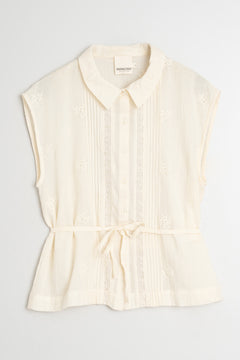 Indi & Cold Collared Sleeveless Blouse With Embroidery