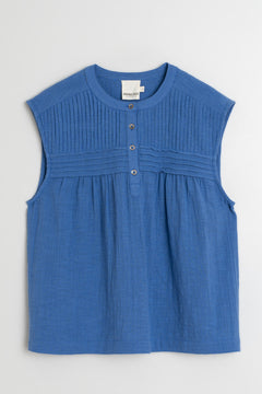 Indi & Cold Pintucked Yoke Sleeveless Blouse