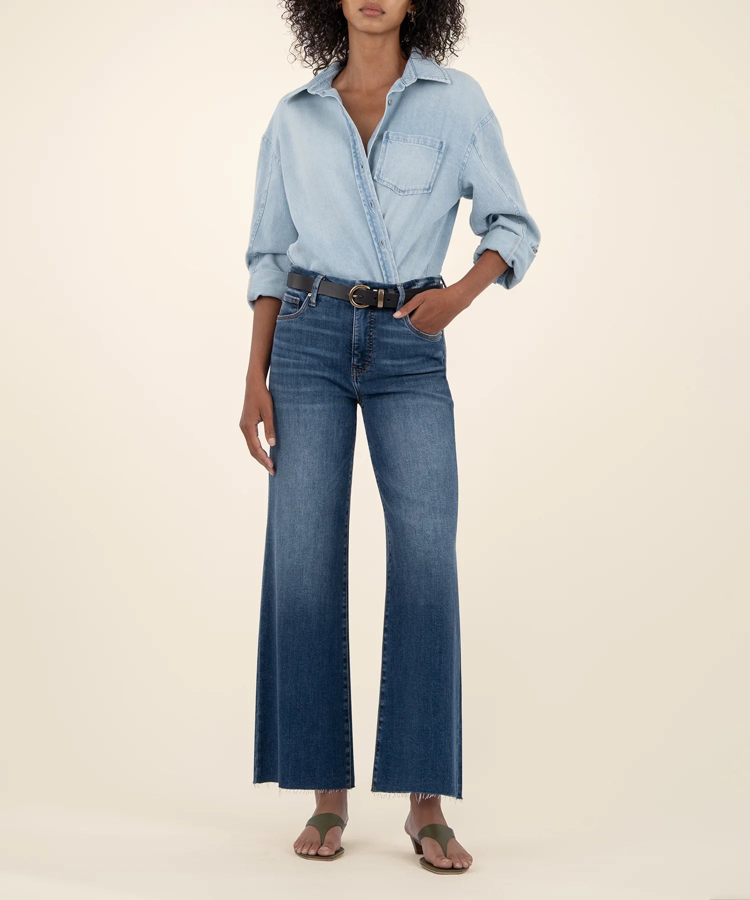 Kut From The Kloth Meg High Rise Wide Leg Raw Hem 