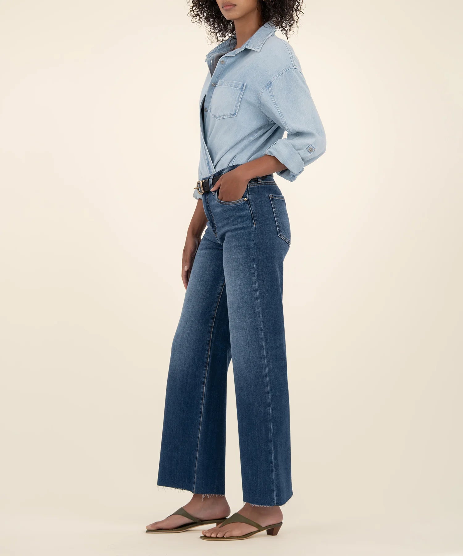 Kut From The Kloth Meg High Rise Wide Leg Raw Hem 