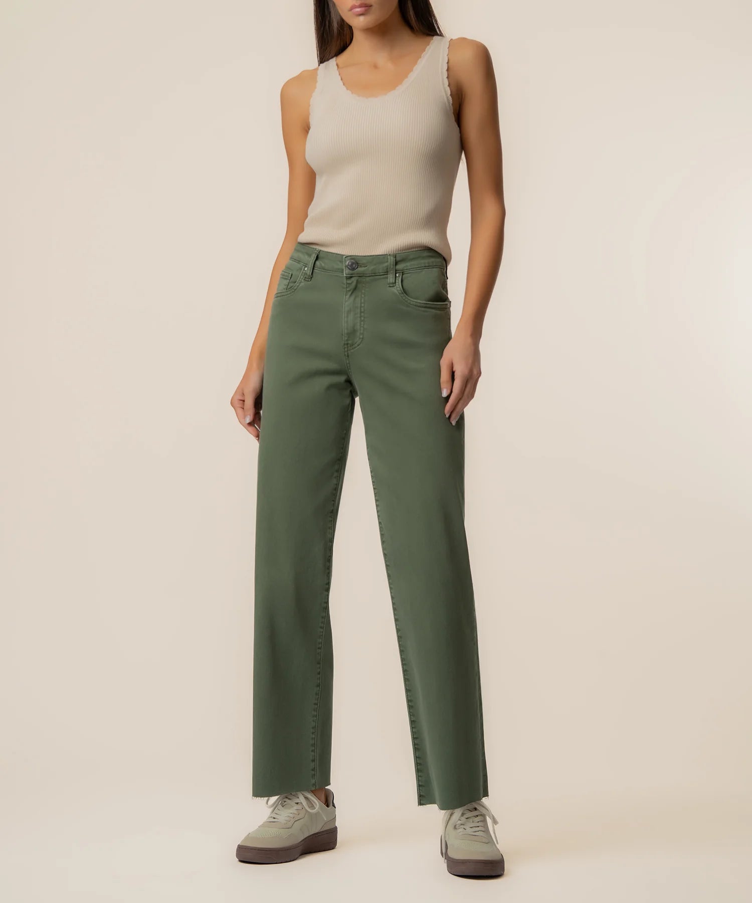Kut From The Kloth Charlotte Wide Leg Raw Hem Twill