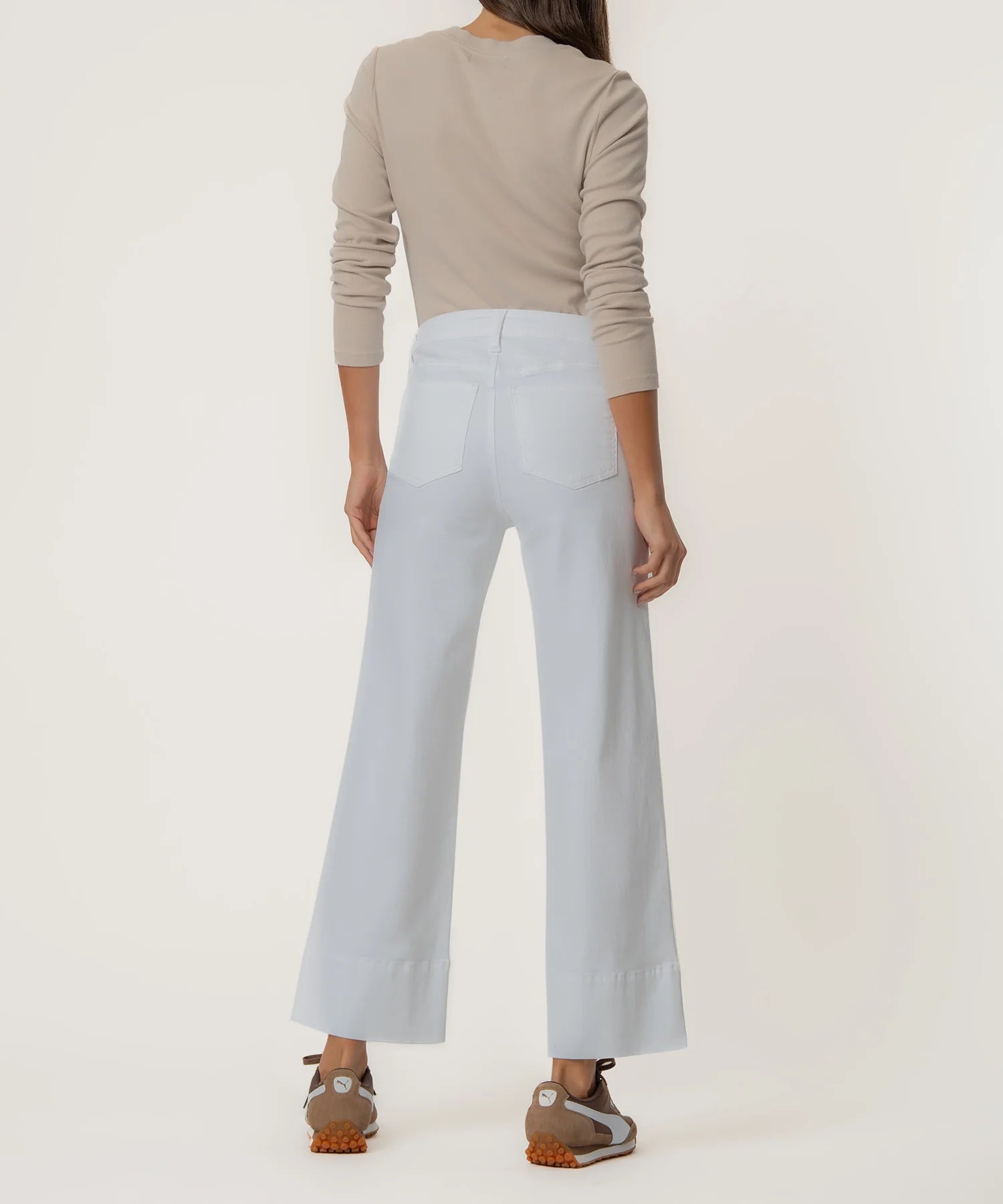 Kut From The Kloth Meg High Rise Pintuck Wide Leg Jeans (Optic White)
