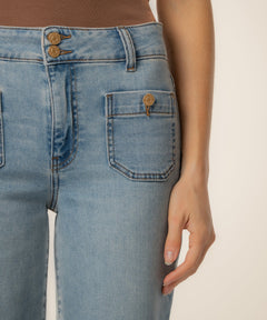 Kut From The Kloth Meg High Rise Wide Leg Front Pocket Jeans (Brilliant)