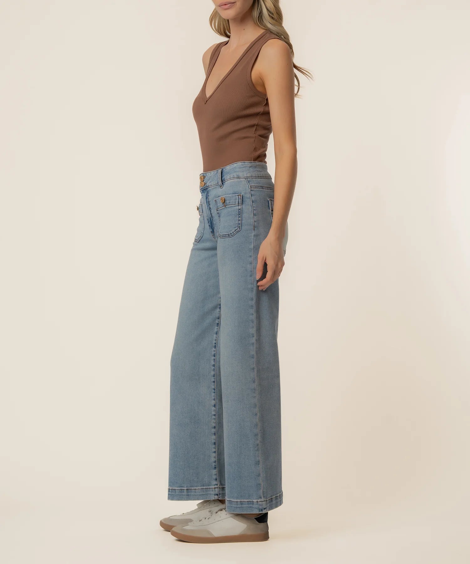 Kut From The Kloth Meg High Rise Wide Leg Front Pocket Jeans (Brilliant)
