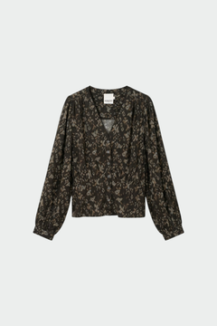 Indi & Cold V-Neck Gathered Waist Blouse