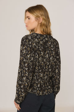 Indi & Cold V-Neck Gathered Waist Blouse