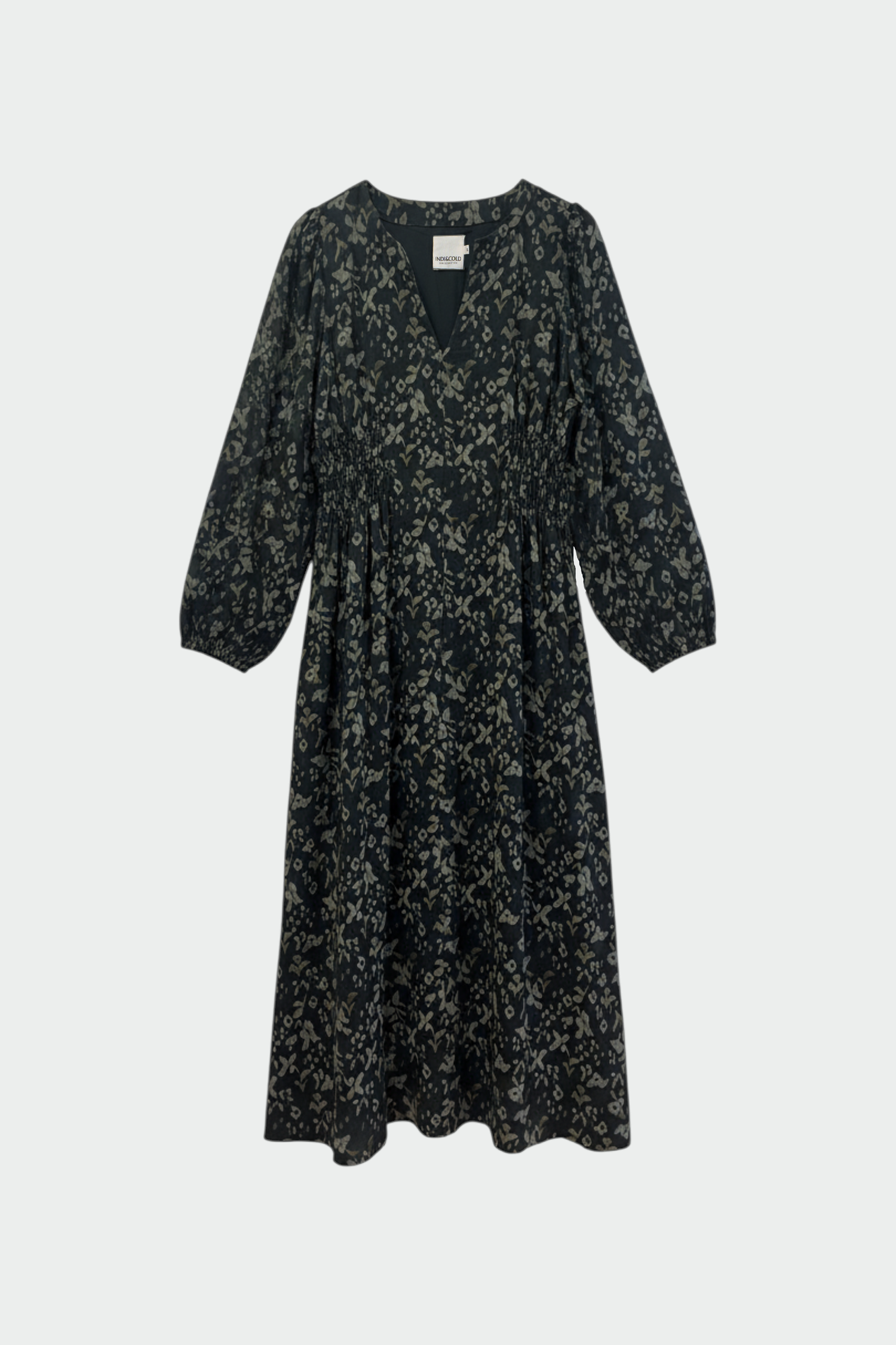Indi & Cold V-Neck Gathered Waist Dress