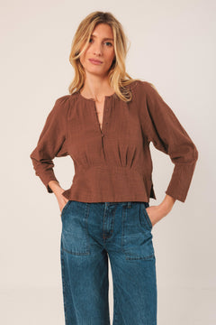 Indi & Cold Button Front Pullover Blouse