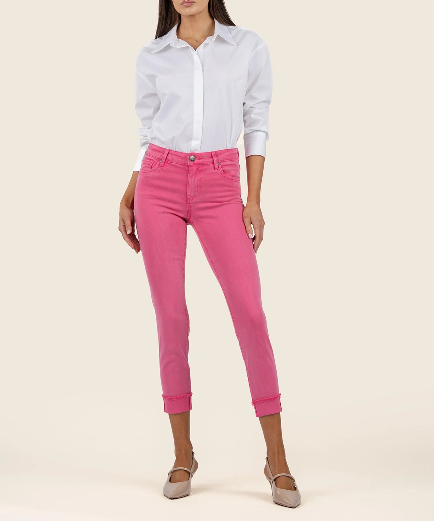 Kut From The Kloth Amy Straight Leg Crop Jeans (Sugar Coral)