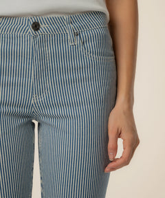 Kut From The Kloth Kelsey Twill Stripe High Rise Ankle Flare Leg Jeans (Navy Ivory)