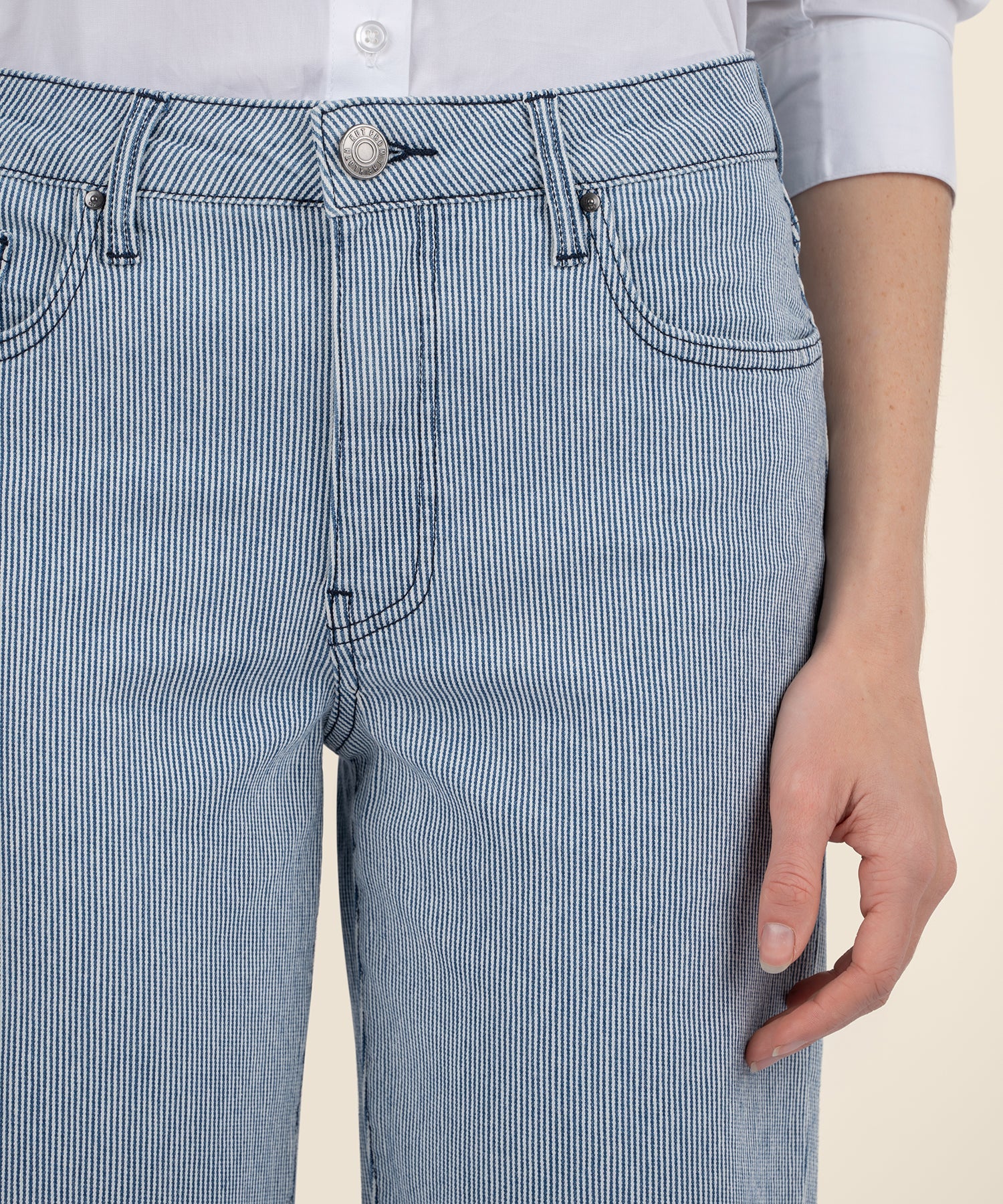Kut From The Kloth Fay High Rise Straight Leg (Blue White)