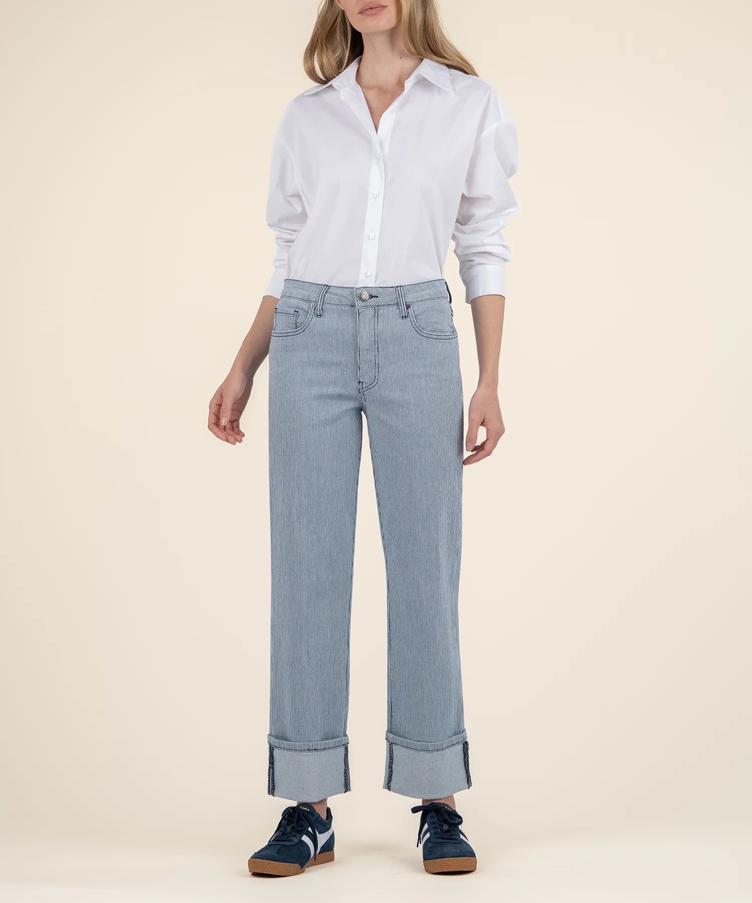 Kut From The Kloth Fay High Rise Straight Leg (Blue White)