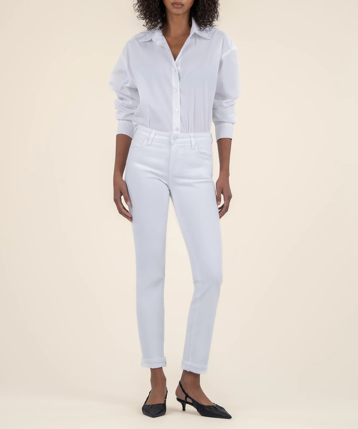 Kut From The Kloth Catherine Mid Rise Boyfriend Jeans (White)