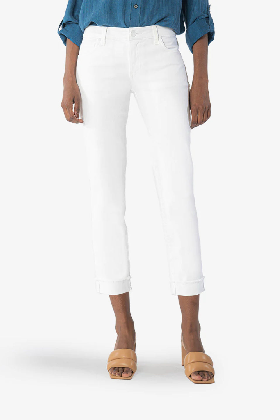 Kut From The Kloth Amy Straight Leg Crop Jeans (White)