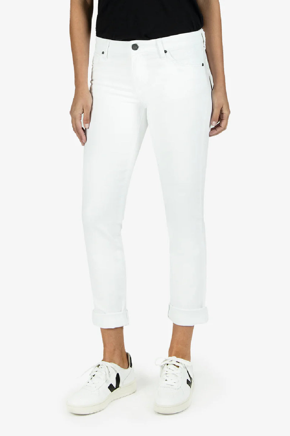 Kut From The Kloth Catherine Mid Rise Boyfriend Jeans (White)