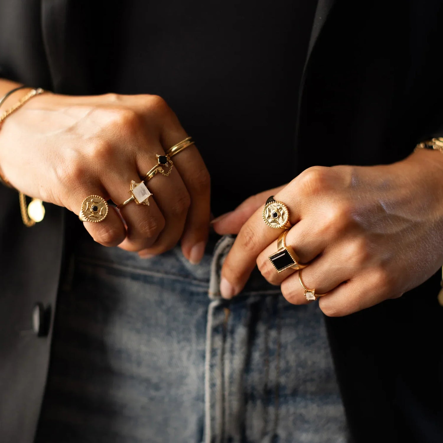 Leah Yard Jasmine Ring Black Onyx